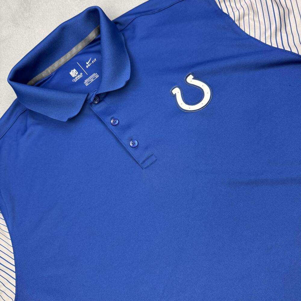 Indianapolis Colts Polo Shirt Mens 2XL Blue Short Sleeve NFL Nike Dri-FIT